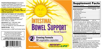 Intestinal Bowel Support label