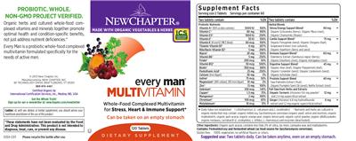 Every Man Multivitamin label