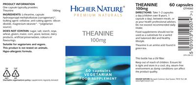 Theanine 100 mg label