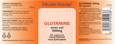 Glutamine Amino Acid 500 mg label