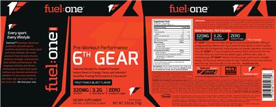 6th Gear Fruit Punch Blast Flavor label