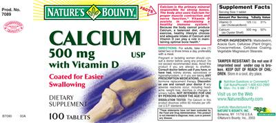 Calcium 500 mg With Vitamin D label