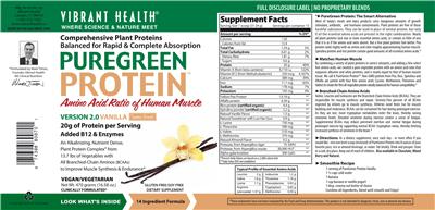 PureGreen Protein Vanilla label