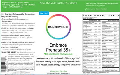 Embrace Prenatal 35+ label