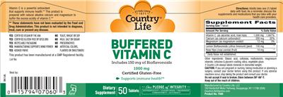 Buffered Vitamin C 1000 mg label