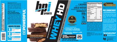 Whey HD Chocolate Cookie label