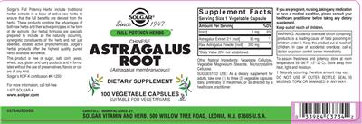 Chinese Astragalus Root label