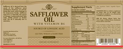 Safflower Oil with Vitamin B6 label