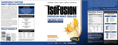 IsoFusion Premium Whey Isolate Orange Cream label