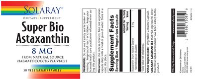 Super Bio Astaxanthin 8 mg label