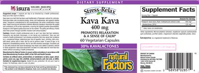 Stress-Relax Kava Kava 400 mg label