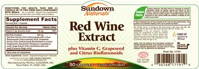Red Wine Extract label