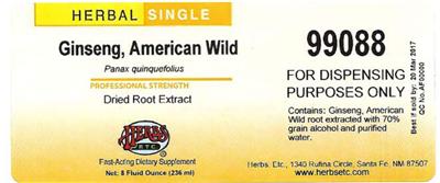 Ginseng, American Wild label