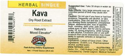 Kava Dry Root Extract label