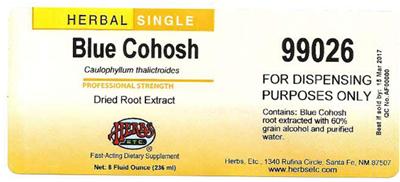 Blue Cohosh label