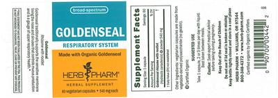 Goldenseal label