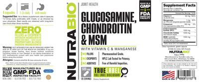 Glucosamine, Chondroitin & MSM label