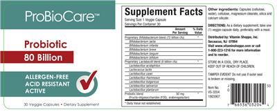 Probiotic 80 Billion label