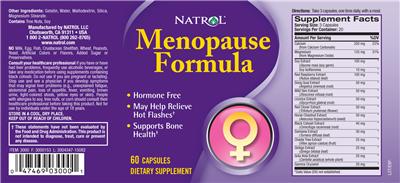 Menopause Formula label