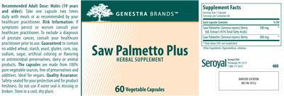 Saw Palmetto Plus label