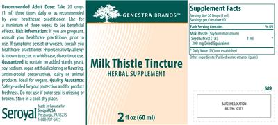 Milk Thistle Tincture label