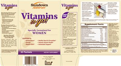 Vitamins To Go! Specially Formulated For Women label