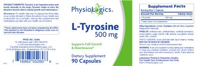 L-Tyrosine 500 mg label