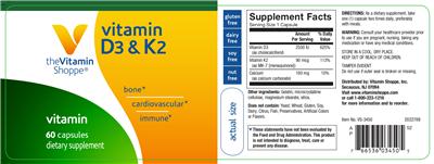 Vitamin D3 & K2 label