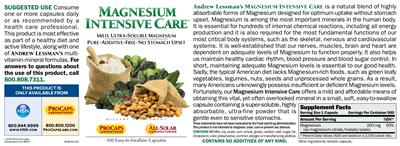 Magnesium Intensive Care label