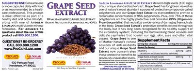 Grape Seed Extract label