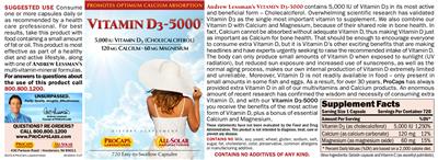 Vitamin D3-5000 label