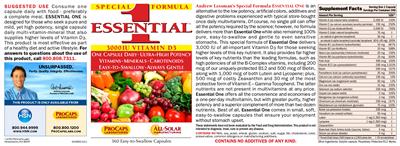 Essential 1 3000 IU Vitamin D3 label