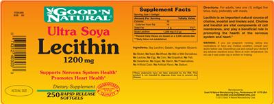 Ultra Soya Lecithin 1200 mg label