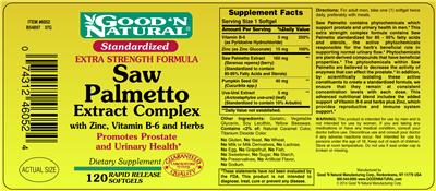 Extra Strength Saw Palmetto Extract Complex label