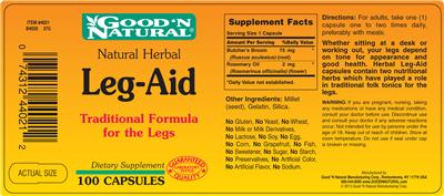 Natural Herbal Leg-Aid label