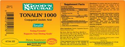 Tonalin 1000 Conjugated Linoleic Acid label