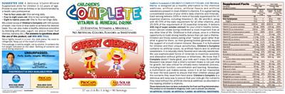 Children's Complete Vitamin & Mineral Drink Cheery Cherry! label