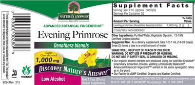 Evening Primrose 1,000 mg label
