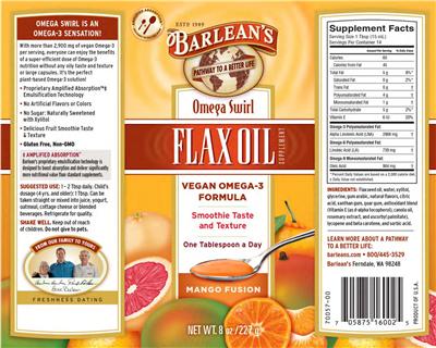 Omega Swirl Flax Oil Mango Fusion label