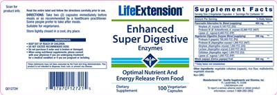 Enhanced Super Digestive Enzymes label