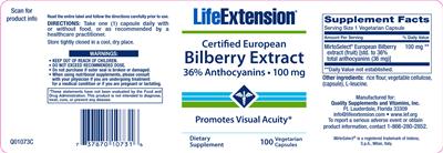 Certified European Bilberry Extract label