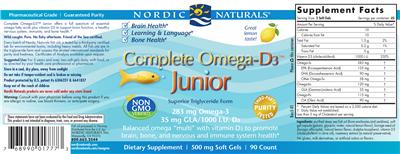 Complete Omega-D3 Junior Lemon label