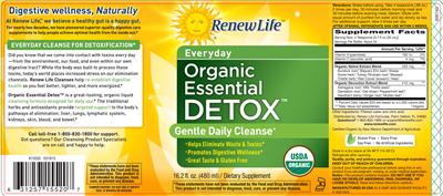 Organic Essential Detox label
