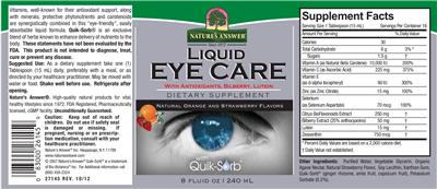 Liquid Eye Care Natural Orange And Strawberry Flavors label