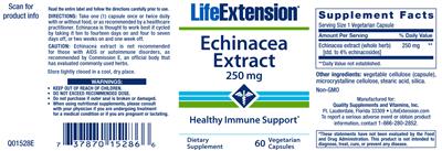 Echinacea Extract 250 mg label