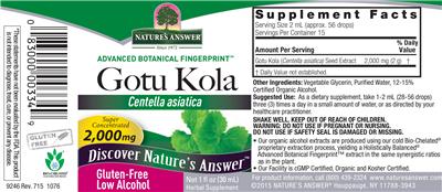 Gotu Kola 2,000 mg label