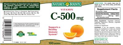 Vitamin C-500 mg label