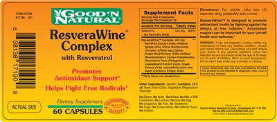 ResveraWine Complex With Resveratrol label
