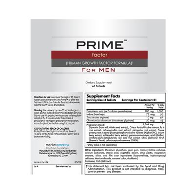Prime Factor (Human Growth Factor Formula) For Men label