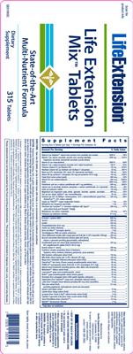 Life Extension Mix Tablets label